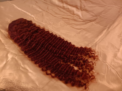 100% Raw Virgin Human Hair 13*4  22&quot; Burg Deep Wave Wig