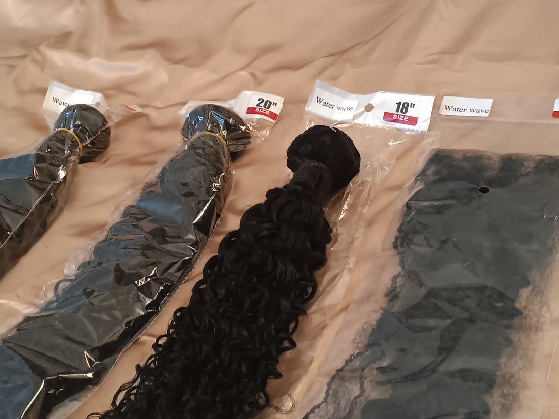 100% Raw Virgin Human Hair 18&quot; Water Wave black